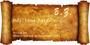 Bálind Zalán névjegykártya