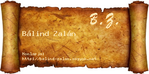 Bálind Zalán névjegykártya